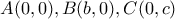 A(0,0), B(b,0), C(0,c)