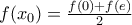 f({{x}_{0}})=\frac{f(0)+f(e)}{2}