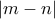 |m-n|