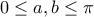 0\leq a,b\leq \pi