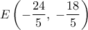 \displaystyle E\left( { - \frac{{24}}{5},\; - \frac{{18}}{5}} \right)