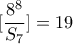 \displaystyle{[\frac{8^8}{S_7}]=19