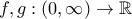 f,g:(0,\infty) \to \mathbb{R}
