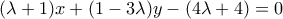(\lambda+1)x+(1-3\lambda)y-(4\lambda+4)=0