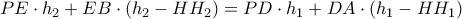 PE\cdot h_{2}+EB\cdot (h_{2}-HH_{2})=PD\cdot h_{1}+DA\cdot (h_{1}-HH_{1})