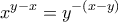 \displaystyle{x^{y-x}=y^{-(x-y)}}