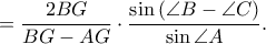 \displaystyle =\frac{2BG}{BG-AG}\cdot \frac{\sin \left ( \angle B- \angle C \right )}{\sin \angle A}.
