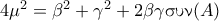 4\mu^2 = \beta^2 + \gamma^2 + 2\beta\gamma \text{\gr &sigma;&upsilon;&nu;}(A)