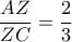 \dfrac{AZ}{ZC}=\dfrac{2}{3}