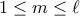 1\leq m \leq \ell