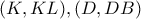 (K,KL), (D,DB)