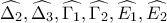 \displaystyle{\widehat{\Delta_2}, \widehat{\Delta_3}, \widehat{\Gamma_1}, \widehat{\Gamma_2}, \widehat{E_1},\widehat{E_2} }