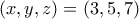 \displaystyle{(x , y , z)=(3 , 5 , 7)}