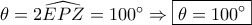 \theta=2\widehat{EPZ}=100^\circ \Rightarrow \boxed{\theta=100^\circ}