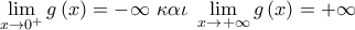 \mathop {\lim }\limits_{x \to {0^ + }} g\left( x \right) =  - \infty \,\,\kappa \alpha \iota \,\,\mathop {\lim }\limits_{x \to  + \infty } g\left( x \right) =  + \infty 