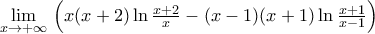 \underset{x\to +\infty }{\mathop{\lim }}\,\left( x(x+2)\ln \frac{x+2}{x}-(x-1)(x+1)\ln \frac{x+1}{x-1} \right)