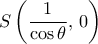 S\left (\dfrac {1}{\cos \theta}, \, 0\right)