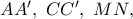 AA^{\prime},\ CC^{\prime},\ MN,