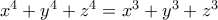 x^4+y^4+z^4=x^3+y^3+z^3