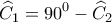 \displaystyle{{\widehat C_1} = {90^0} - {\widehat C_2}}
