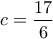 \displaystyle{c = \frac{17}{6}}