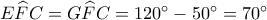 E\widehat FC = G\widehat FC = {120^ \circ } - {50^ \circ } = {70^ \circ }