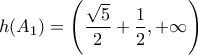 \displaystyle{h(A_1)=\left(\frac{\sqrt{5}}{2}+\frac{1}{2},+\infty \right)}