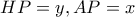 \displaystyle{HP = y,AP = x}