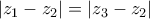 |z_1-z_2|=|z_3-z_2|