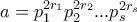 a=p_1^{2r_1}p_2^{2r_2}...p_s^{2r_s}