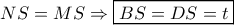 NS = MS \Rightarrow \boxed{BS = DS = t}