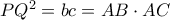 P{Q^2} = bc = AB \cdot AC