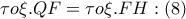 \tau o\xi .QF=\tau o\xi .FH:\left( 8 \right)