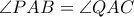\angle PAB=\angle QAC