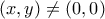 ({x,y})\neq({0,0})