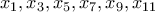 x_1,x_3,x_5,x_7,x_9,x_{11}
