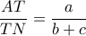 \dfrac{AT}{TN}=\dfrac{a}{b+c}