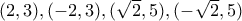 (2,3) , (-2,3) , (\sqrt{2} , 5) , ( - \sqrt{2} , 5)