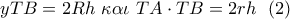 yTB = 2Rh\,\,\kappa \alpha \iota \,\,TA \cdot TB = 2rh\,\,\,\left( 2 \right)