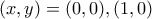 (x,y)=(0,0), (1,0)
