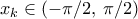 x_k\in (-\pi/2, \, \pi/2)