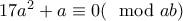 17a^2+a\equiv 0  (\mod ab)