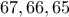 \displaystyle{\,\,67,66,65\,\,}