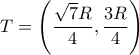 T=\left(\dfrac{\sqrt{7}R}{4}, \dfrac{3R}{4}\right)
