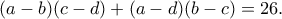 (a-b)(c-d)+(a-d)(b-c)=26.
