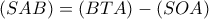 \left( {SAB} \right) = \left( {BTA} \right) - \left( {SOA} \right)