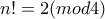 n!=2(mod4)