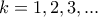 \displaystyle{k=1,2,3, ...}