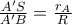 \frac{A'S}{A'B}=\frac{r_A}{R} \frac{A'S}{A'B}=\frac{r_A}{R}