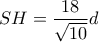 SH=\dfrac{18}{\sqrt{10}}d